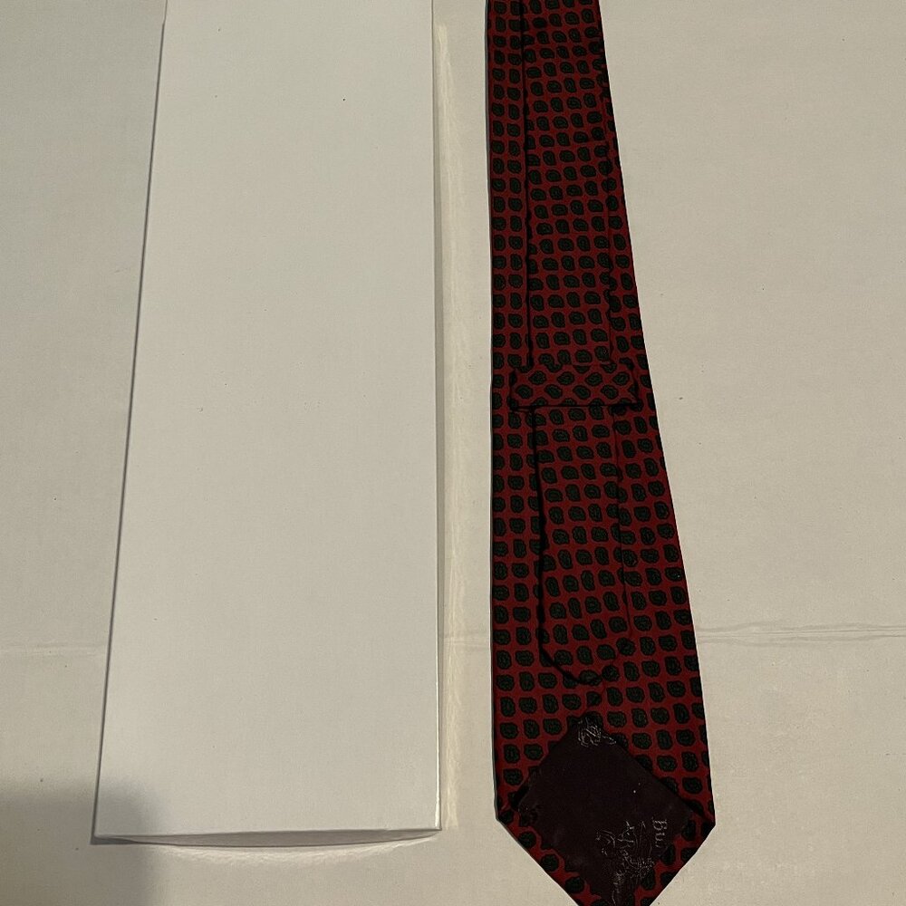 Burberry London Vintage Men's Tie All Silk Classic Nova Check Beige Red Designer